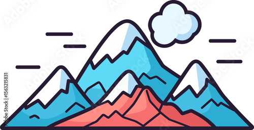 Serene Mountainscape: A minimalist landscape of peaks and clouds