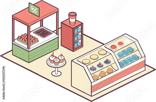 Ice Cream and Dessert Treats Set Featuring Cones Sundaes and Sweet Pastries. Delicious Dessert and Ice Cream Collection for Summer Snacks and Bakery Use. Colorful Ice Cream and Dessert Illustration