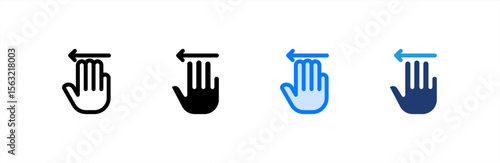 Swipe Left icon set multiple style collection. Vector illustration.