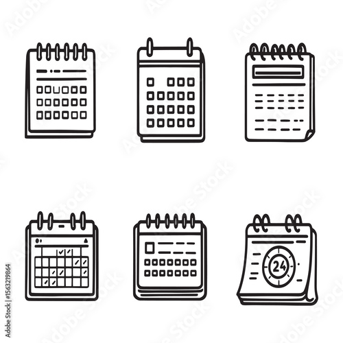 Minimalist desk calendar icon in clean line art style
