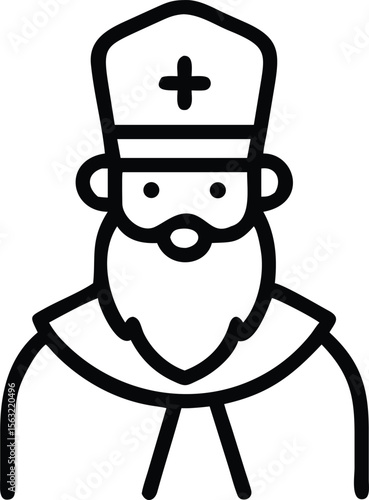 Minimalist line art illustration of a man with beard and religious headdress