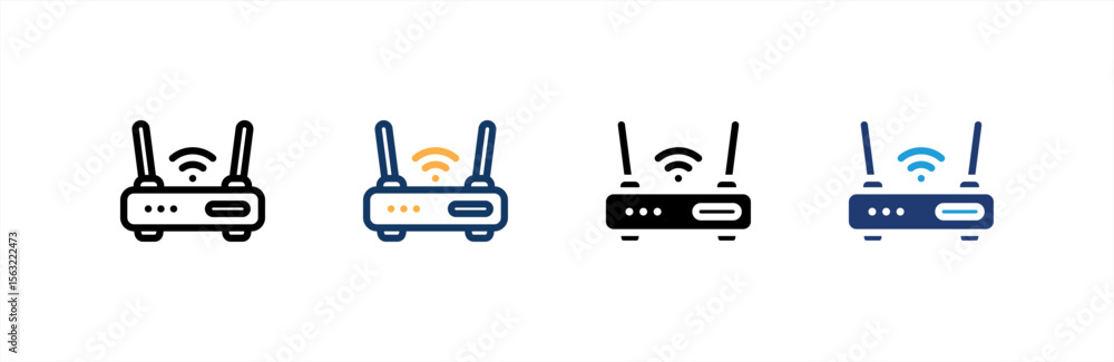 Modem icon set multiple style collection. Vector illustration. Modem icon set multiple style collection. Vector illustration.