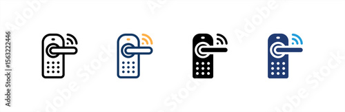 Smart Door icon set multiple style collection. Vector illustration.