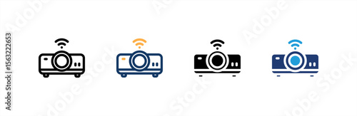 Movie Projector icon set multiple style collection. Vector illustration.