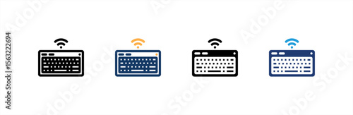 Wireless Keyboard icon set multiple style collection. Vector illustration.