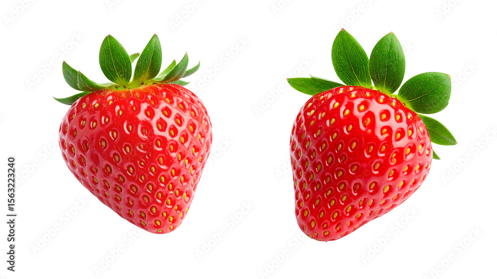 Fresh red strawberry, sweet and juicy, isolated on a white background, perfect for a healthy summer dessert Fresh red strawberry, sweet and juicy, isolated on a white background, perfect for a healthy summer dessert