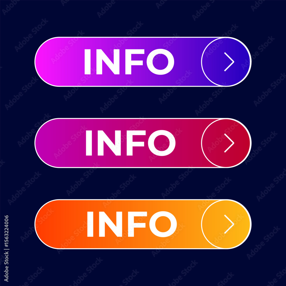 Obraz premium button Info gradient set vector Vector set gradient button