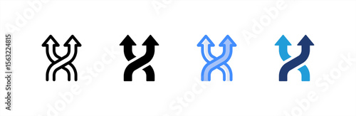 Arrows icon set multiple style collection. Vector illustration.