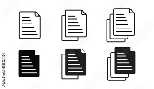 document icon set vector. document paper symbol with single and multiple page. stock vector illustration