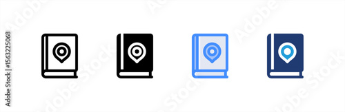 Guide Book icon set multiple style collection. Vector illustration.
