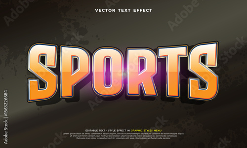Sports editable 3D vector text style effect, perfect for sports themed events
