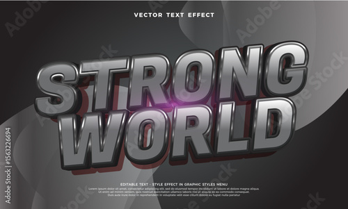 Strong world editable 3d vector text effect
