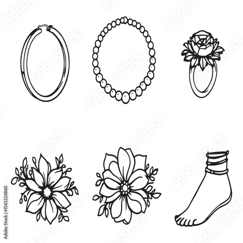 Minimalistic imitation jewelry outline vector graphic artwork