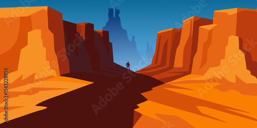 Cartoon Canyon With Giant Shadows Crawling Along Wall