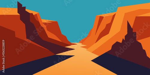 Cartoon Canyon With Giant Shadows Crawling Along Wall