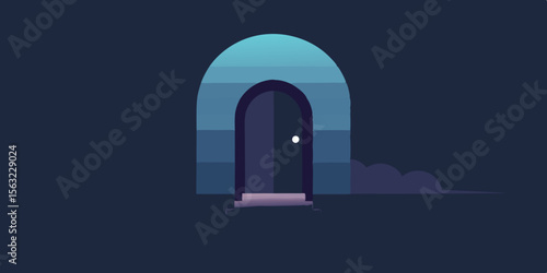 Fog Curtain Parting To Reveal Glowing Doorway