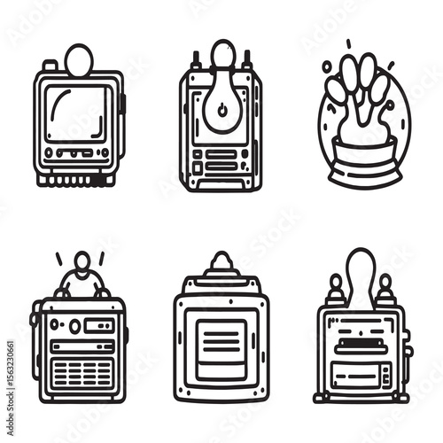 Modern inverter technology line art vector illustration design