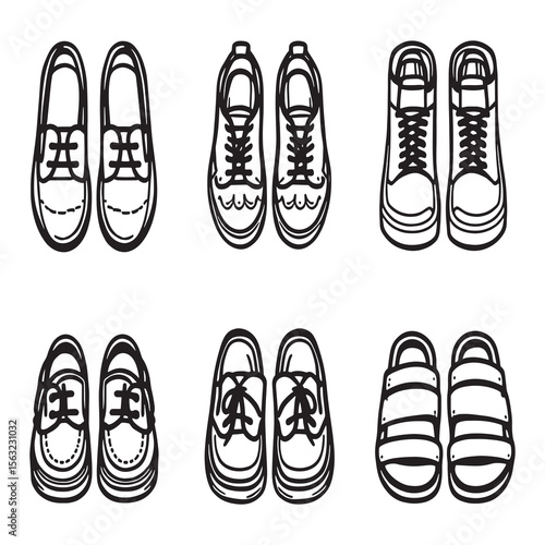 Modern leather shoes clean line art vector graphic