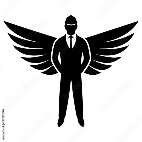 Pilot with Wings Silhouette
