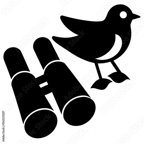 Binoculars and Bird Silhouette