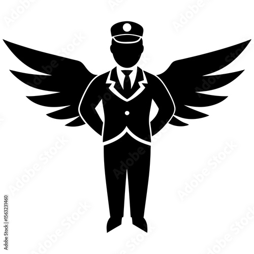 Pilot with Wings Silhouette