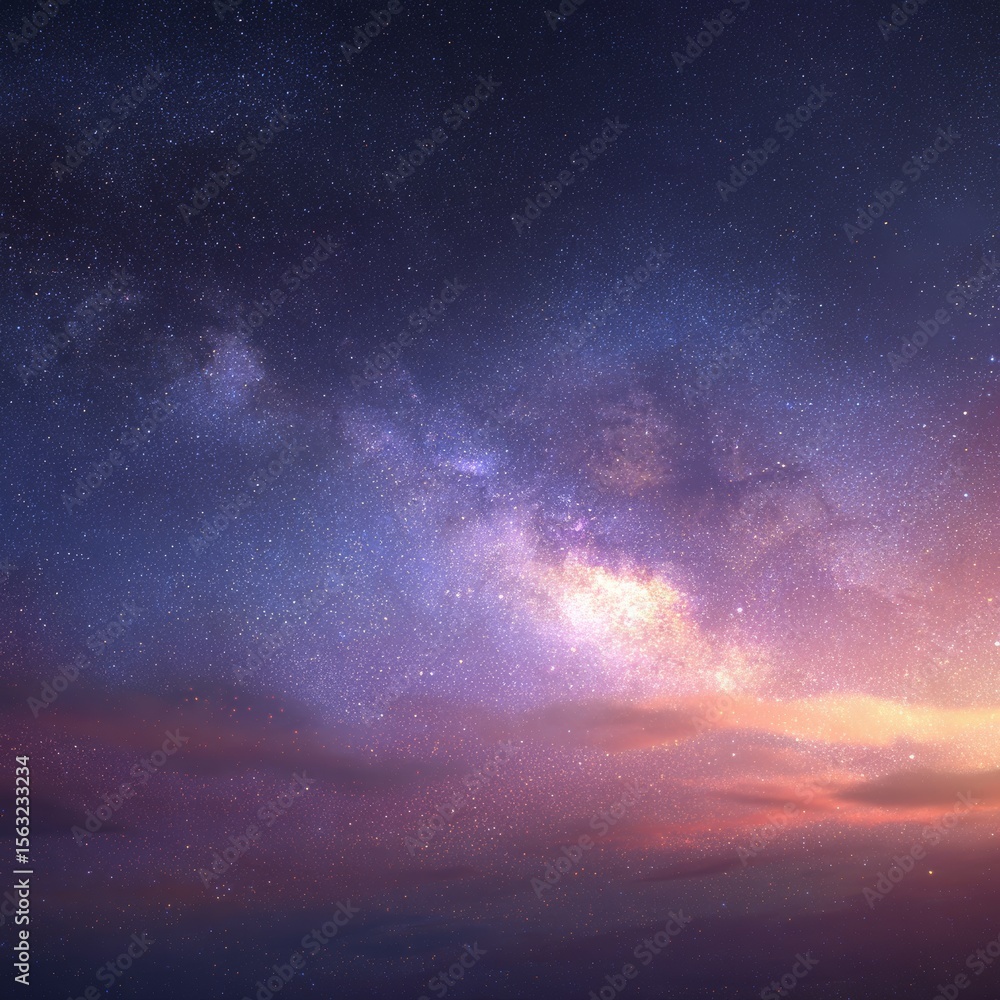 Fototapeta premium Stunning Night Sky with Milky Way and Colorful Cloud Formation