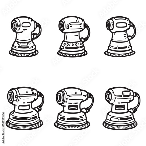 Orbital sander line art vector illustration for carpentry