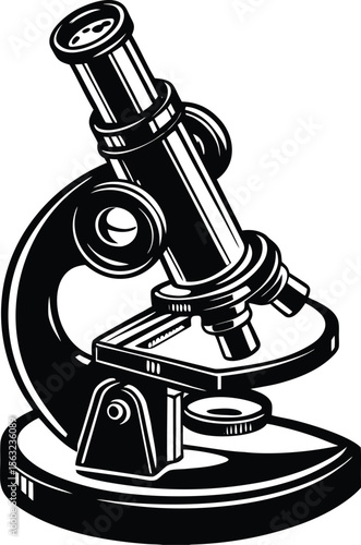 White isolated optical laboratory microscope for scientific research and medical biology education, observation, medicale quipment