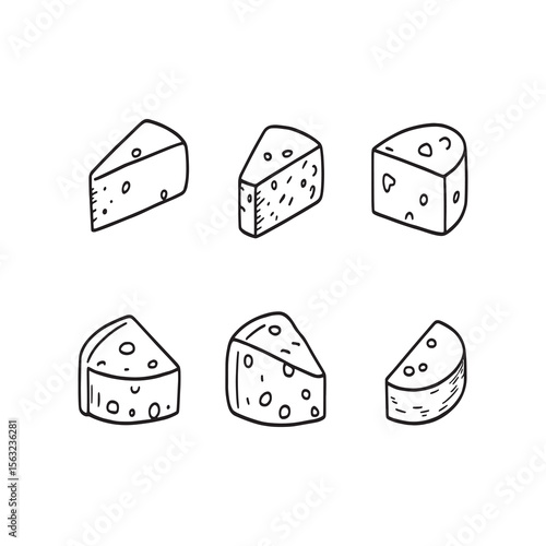 Outline vector of dairy cheese in modern minimal style