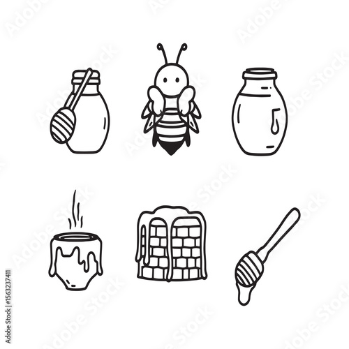 pure natural honey dripping from honeycomb vector line art