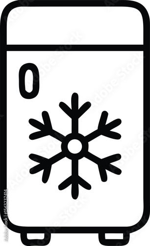 Refrigerator freezer with snowflake icon for food storage appliance logo and ui design