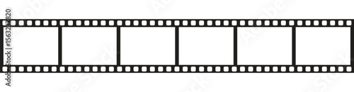 Movie film long strip template, vintage filmstrip roll frame, vector photo background. Video or movie filmstrip overlay, cinema or photograph camera long film strip on transparent screen