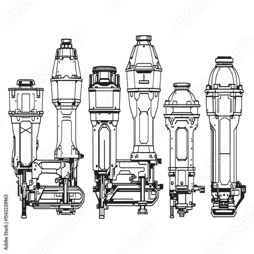 Simple Brad Nailer Outline Vector Icon Drawing Graphic