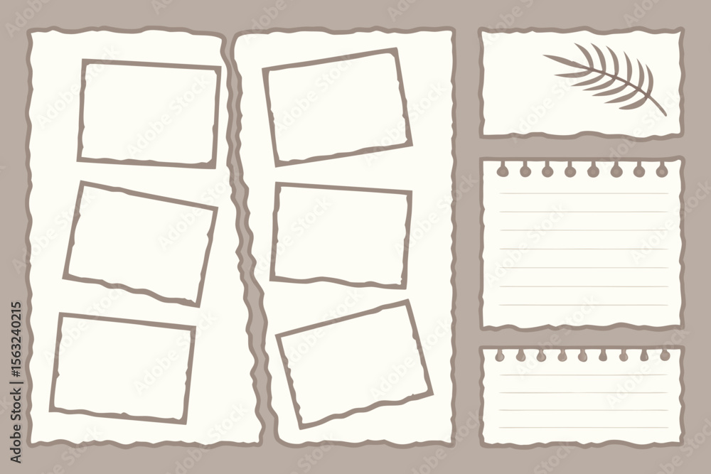 custom made wallpaper toronto digitalCollection of Torn Paper Note Templates with Perforated Edges and Lined, Blank, and Patterned Designs on a Neutral Background