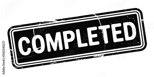 Completed Stamp in Black and White for Task Management