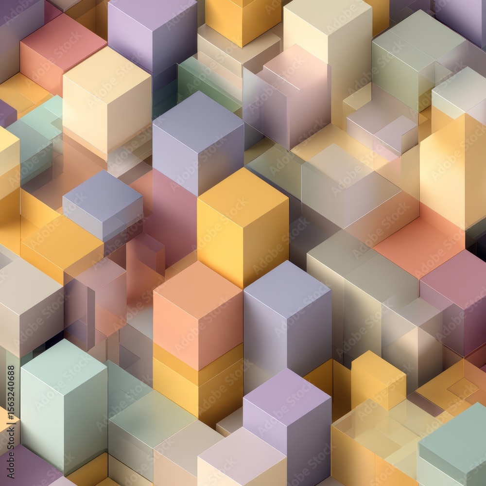 Fototapeta premium Colorful 3D Cubes and Blocks in Abstract Geometric Pattern Design
