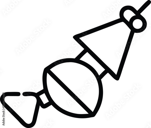 Shish kebab skewer food icon, outlined kebab illustration for restaurant menu