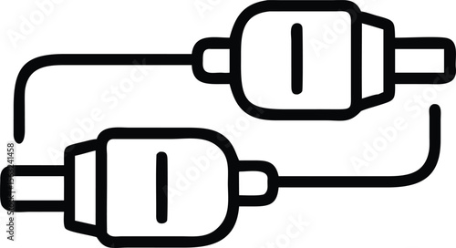 Simple diagram of two circuit connectors connected by cable in line art style