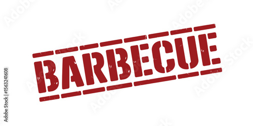 Red Barbecue Rubber Stamp Impression on White Background