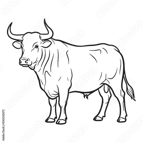 A Powerful Bovine Ox Vector - displaying bold Ox Lineart for impactful statements - an imposing Ox Icon - truly remarkable Vector Lineart of Ox.


