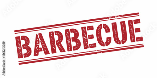 Red Barbecue Rubber Stamp Isolated on White Background