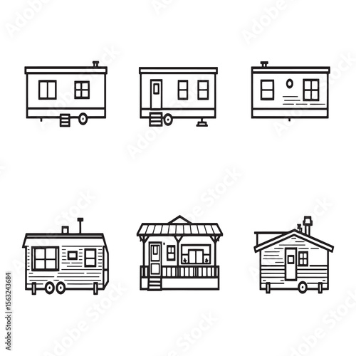 Simple manufactured home outline drawing vector design