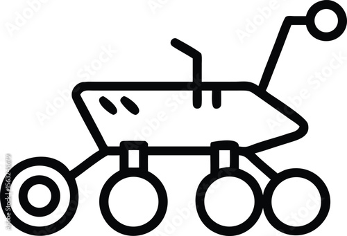 Simple line drawing of a Mars rover with six wheels illustration