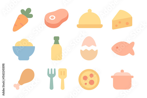 Minimalist food icon set vector illustration for culinary design
