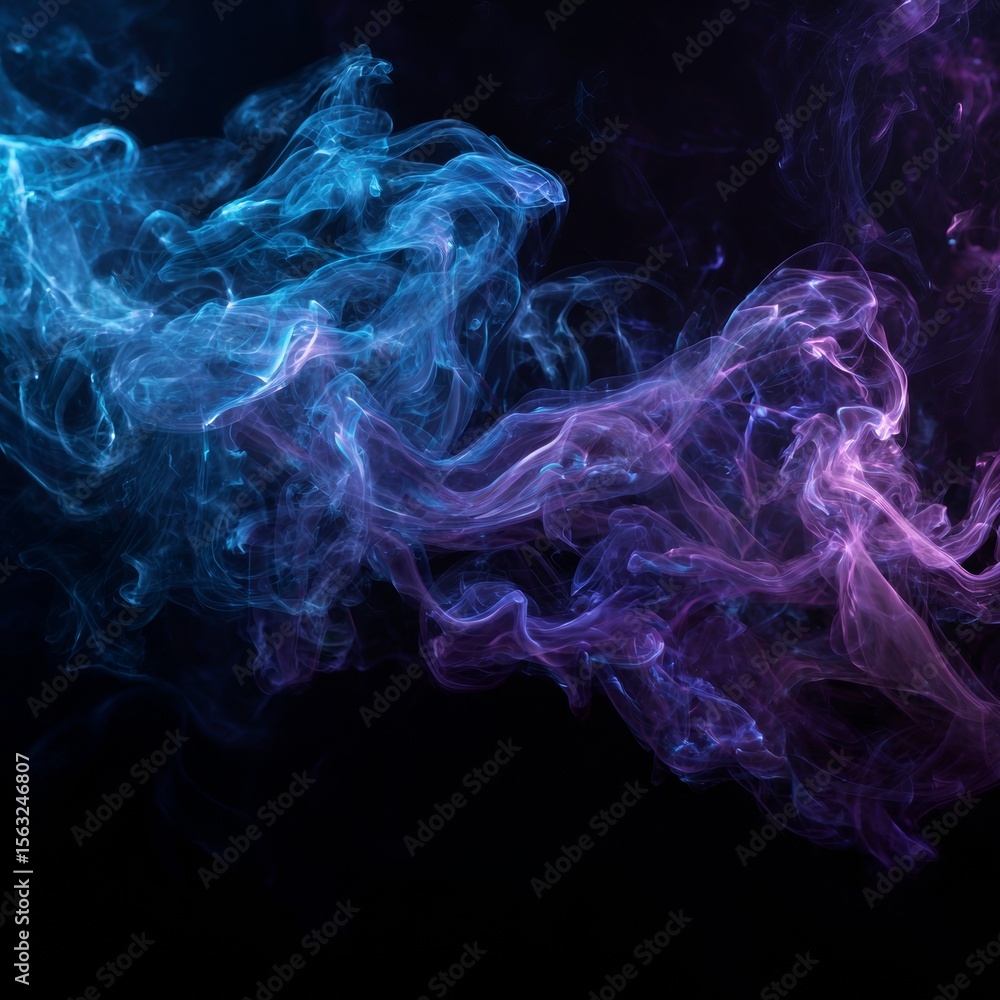 Obraz premium Colorful Swirling Smoke on Black Background with Abstract Patterns