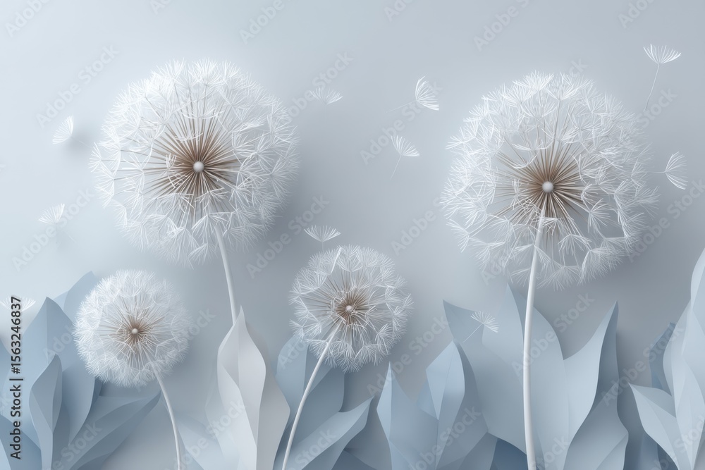 Obraz premium Dandelion seeds wind dispersal