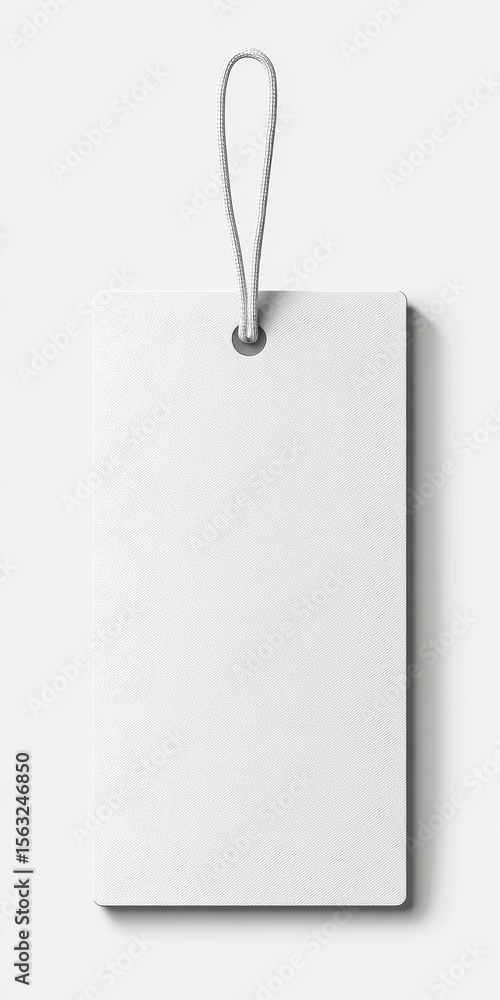 Fototapeta premium Blank white rectangular tag with string hanger