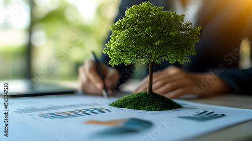 Corporate auditor reviewing sustainability reports and ESG compliance documents, promoting eco-friendly business practices, corporate transparency, and responsible governance in a profession17178334 2