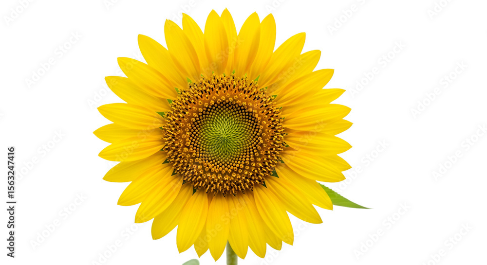 Bright yellow sunflower with detailed center, isolated on white background Bright yellow sunflower with detailed center, isolated on white background