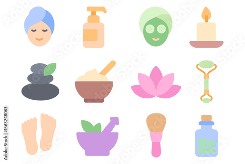 Spa day vector illustration - flat style wellness design for relaxation and self care concepts